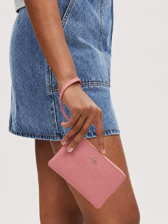 Coach Handbags - COACH Corner Zip Wristlet Crossgrain Leather Style No. 58032 IM/Bubblegum - NWT